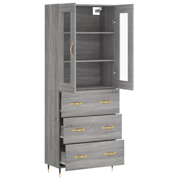 vidaXL Buffet haut Sonoma gris 69,5x34x180 cm Bois d'ing&eacute;nierie
