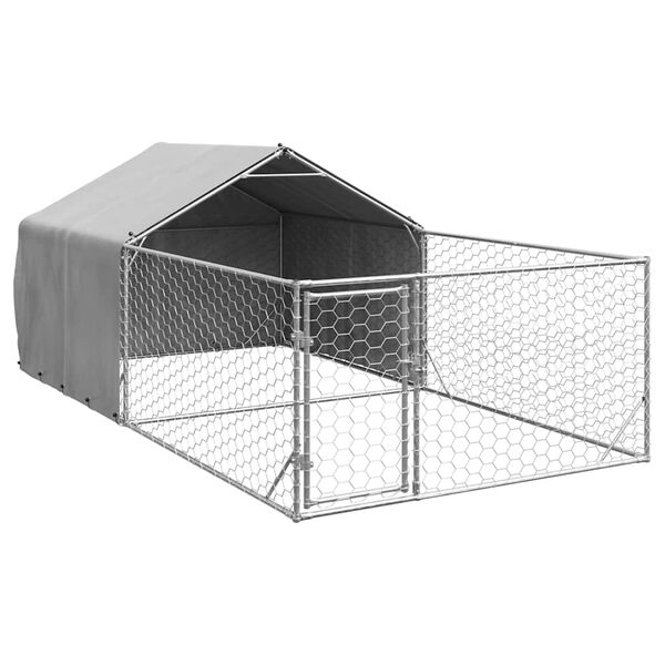 vidaXL Niche d'ext&eacute;rieur pour chien enclos 5x2x1,5 m acier galvanis&eacute;
