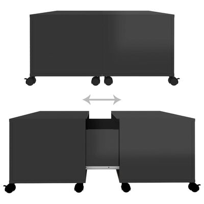 vidaXL Table basse Noir brillant 75x75x38 cm Aggloméré