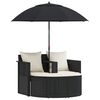 vidaXL Lit de jardin avec parasol Noir R&eacute;sine tress&eacute;e