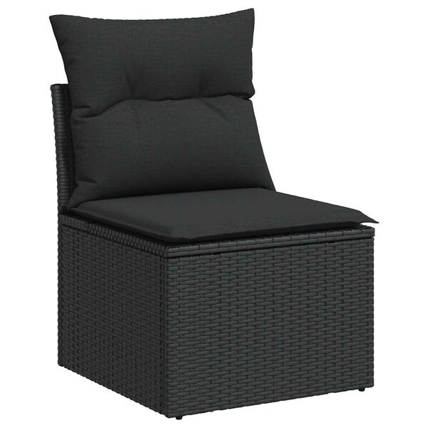 vidaXL Salon de jardin 6 pcs avec coussins noir r&eacute;sine tress&eacute;e