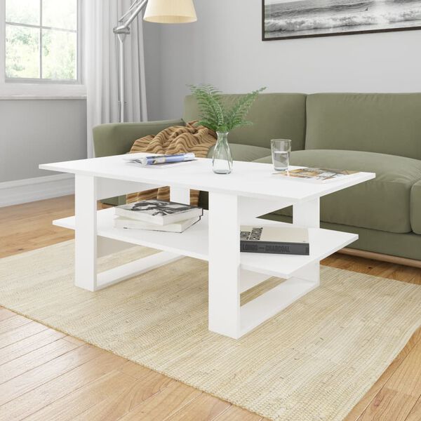 vidaXL Table basse Blanc 110x55x42 cm Bois d'ingénierie