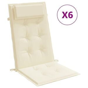 vidaXL Coussins de chaise &agrave; dossier haut lot de 6 cr&egrave;me tissu oxford
