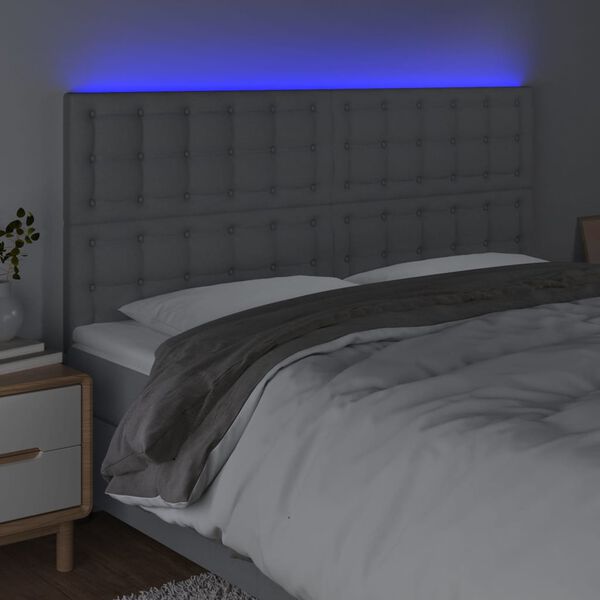 vidaXL T&ecirc;te de lit &agrave; LED Gris clair 200x5x118/128 cm Tissu