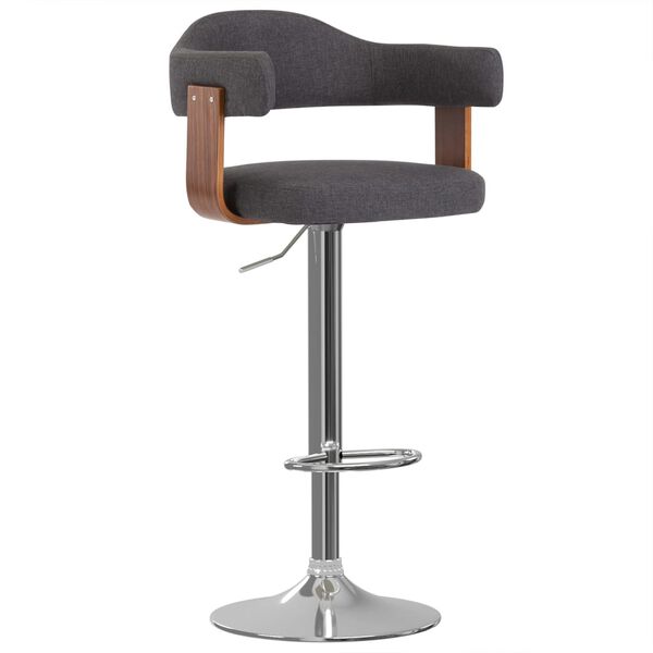 vidaXL Tabourets de bar lot de 2 gris fonc&eacute; bois courb&eacute; et tissu