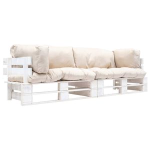 vidaXL Canap&eacute;s de jardin palette 2 pcs avec coussins Sable Pin&egrave;de