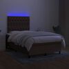 vidaXL Sommier &agrave; lattes de lit matelas et LED Marron fonc&eacute; 120x200 cm