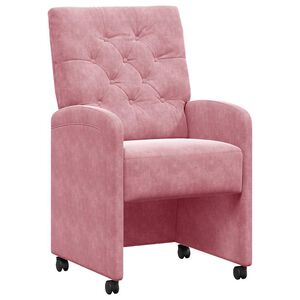 vidaXL Chaises de Salle &agrave; Manger avec Roues 2 pc Velours Rose