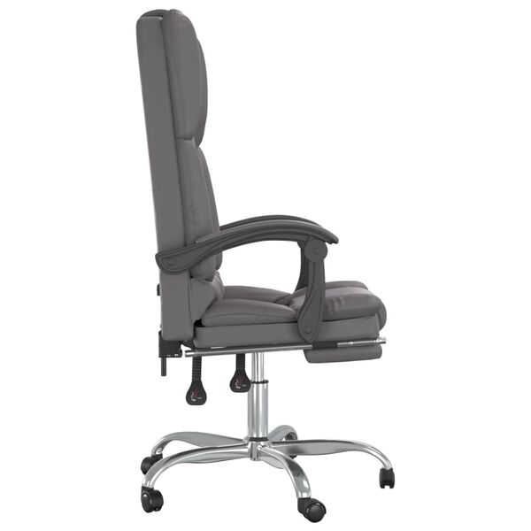 vidaXL Fauteuil de massage inclinable de bureau Gris Similicuir