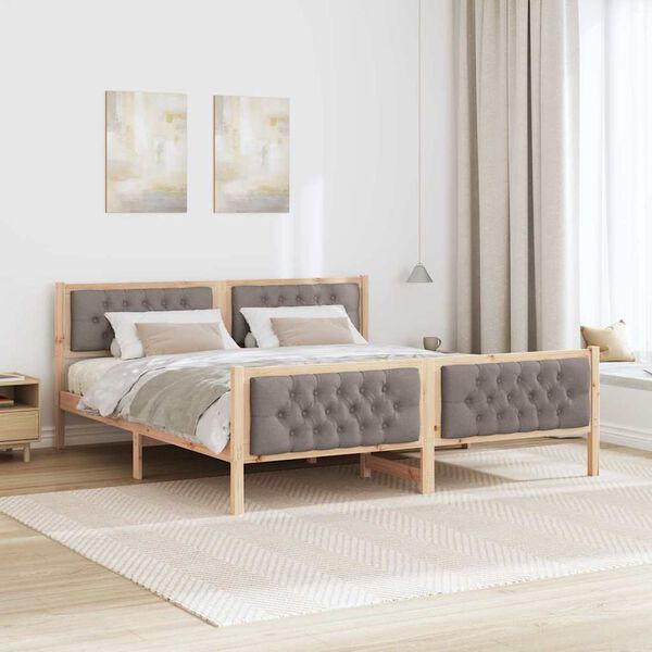 vidaXL Cadre de lit avec tête de lit Taupe 160 x 200 cm Pin massif