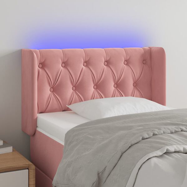 vidaXL T&ecirc;te de lit &agrave; LED Rose 83x16x78/88 cm Velours