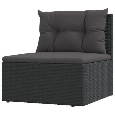 vidaXL Salon de jardin 9 pcs avec coussins Noir Résine tressée