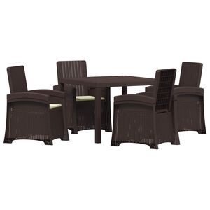 vidaXL Ensemble de salle &agrave; manger pour jardin 5 pc Marron et cr&egrave;me PP