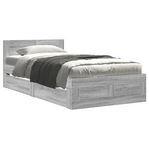 vidaXL Cadre de lit et t&ecirc;te de lit sans matelas sonoma gris 90x190 cm