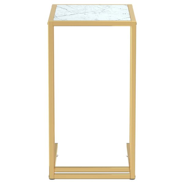 vidaXL Table d'appoint ordinateur Marbre blanc 50x35x65cm Verre trempé