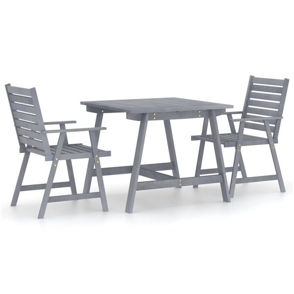 vidaXL Ensemble &agrave; manger de jardin 3 pcs Gris Bois d'acacia massif