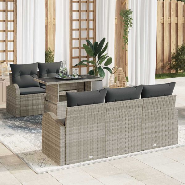 vidaXL Ensemble de canap&eacute; de jardin 6 pcs Gris clair Poly Rattan