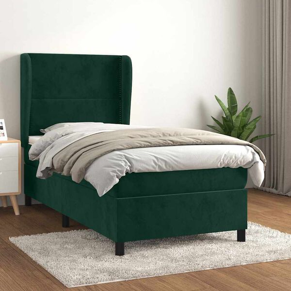 vidaXL Sommier &agrave; lattes de lit avec matelas Vert fonc&eacute; 100x200 cm