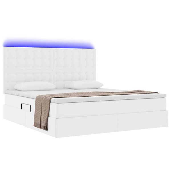 vidaXL Lit avec rangement et LED avec matelas Blanc pur 180 x 200 cm