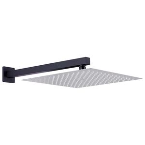 vidaXL Bras de support de douche Carr&eacute; Acier inoxydable 201 Noir 30 cm