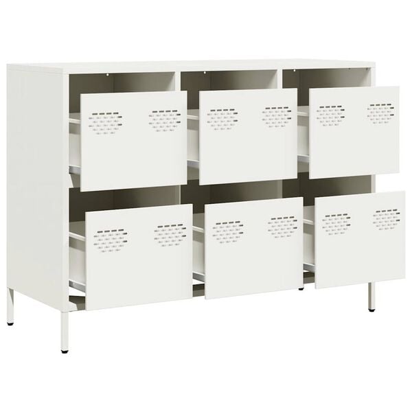 vidaXL Buffet blanc 101,5x39x73,5 cm acier lamin&eacute; &agrave; froid