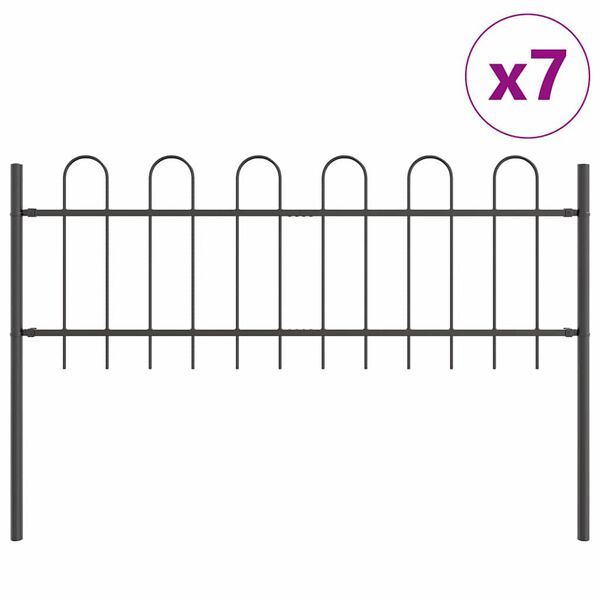 vidaXL Cl&ocirc;ture de jardin 7 pcs Gris 11,9 x 0,6 m