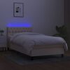 vidaXL Sommier &agrave; lattes de lit avec matelas LED Cr&egrave;me 100x200 cm Tissu