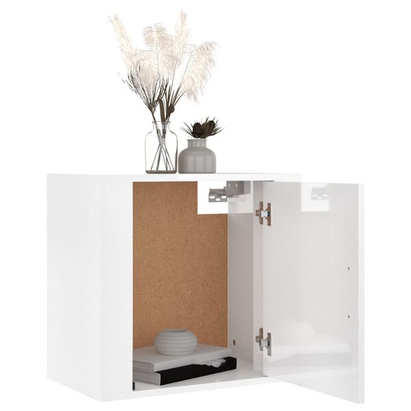 vidaXL Table de chevet murale Blanc brillant 50x30x47 cm