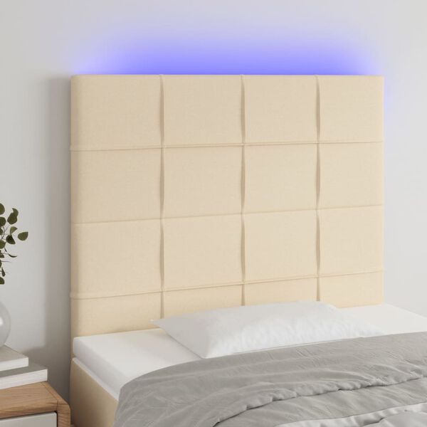vidaXL T&ecirc;te de lit &agrave; LED Cr&egrave;me 100x5x118/128 cm Tissu