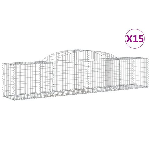 vidaXL Paniers à gabions arqués 15 pcs 300x50x60/80 cm fer galvanisé