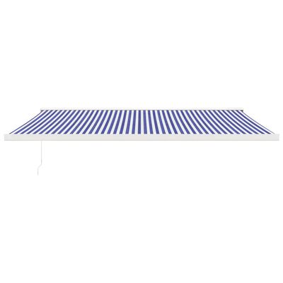 vidaXL Auvent rétractable bleu et blanc 5x3 m tissu et aluminium