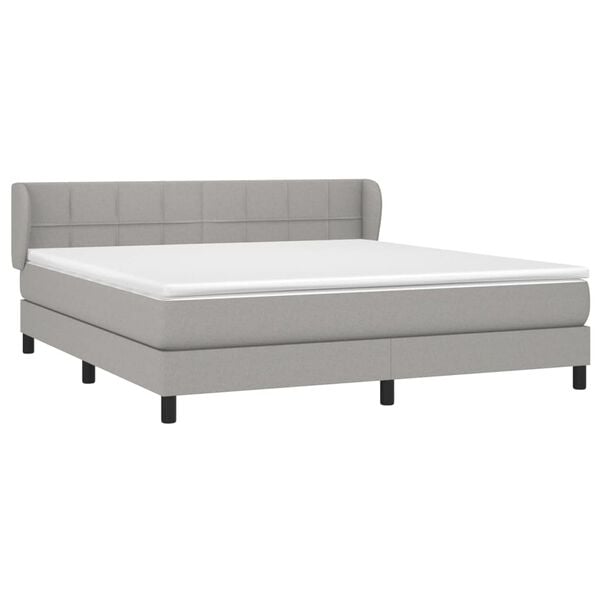 vidaXL Sommier &agrave; lattes de lit avec matelas Gris clair 180x200cm Tissu