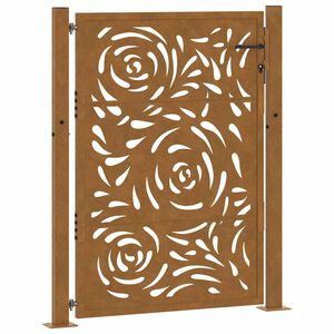 vidaXL Portail de jardin 100x125 cm en acier patin&eacute; motif flamme
