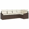 vidaXL Ensemble de canap&eacute; de jardin 5 pc Marron et blanc polyrotin