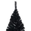 vidaXL Sapin de No&euml;l artificiel pr&eacute;-&eacute;clair&eacute; Noir 210 cm PVC