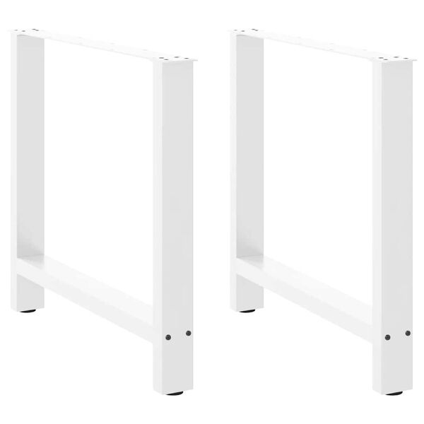 vidaXL Pieds de table &agrave; manger Blanc 2 pi&egrave;ces 80 x (72-73) cm Acier