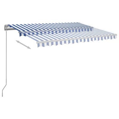 vidaXL Auvent automatique capteur de vent LED 3,5x2,5 m Bleu et blanc