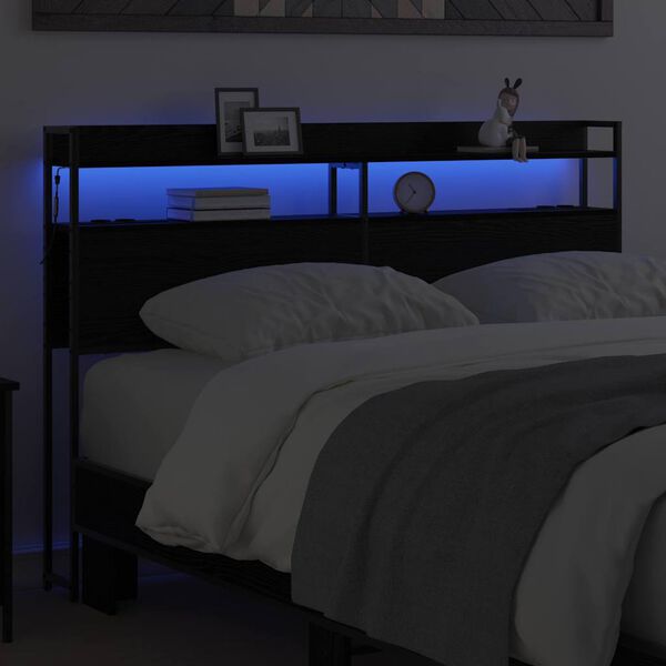 vidaXL T&ecirc;te de lit de rangement Ch&ecirc;ne noir 150 cm Bois d'ing&eacute;nierie