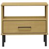 vidaXL Table de chevet avec pieds en métal Marron Bois pin massif OSLO