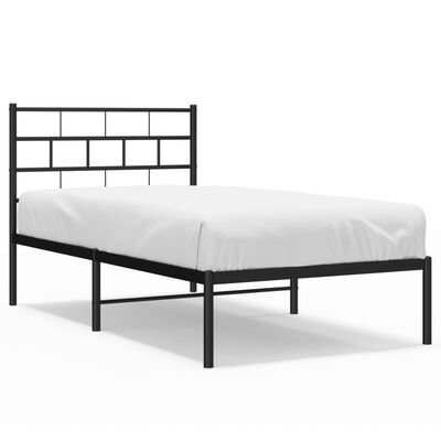 vidaXL Cadre de lit métal sans matelas avec tête de lit noir 100x190cm