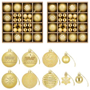 vidaXL Ensemble de boules de No&euml;l 88 pc Dor&eacute; &Oslash; 6 cm Plastique