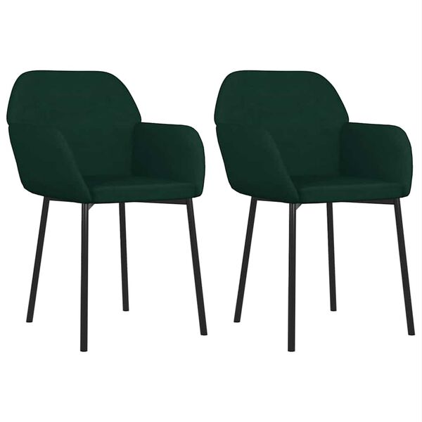 vidaXL Chaises &agrave; manger lot de 2 Vert fonc&eacute; Velours