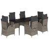 vidaXL Ensemble &agrave; manger de jardin et coussins 7 pcs gris rotin