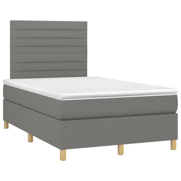 vidaXL Sommier &agrave; lattes de lit et matelas et LED Gris fonc&eacute; 120x200 cm