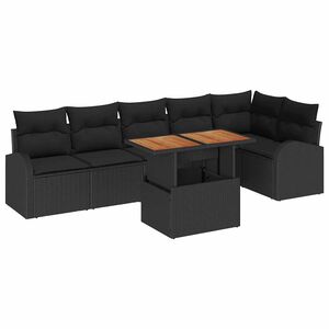 vidaXL Ensemble de canap&eacute; de jardin 7 pc Noir