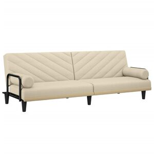 vidaXL Canap&eacute;-lit avec accoudoirs cr&egrave;me tissu