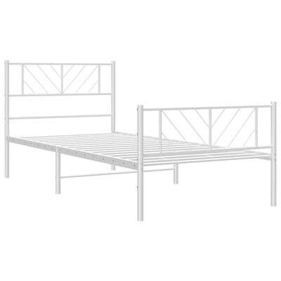 vidaXL Cadre de lit métal sans matelas et pied de lit blanc 100x200 cm