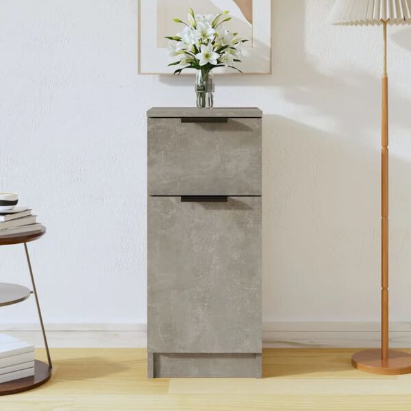 vidaXL Buffet Gris béton 30x30x70 cm Bois d'ingénierie