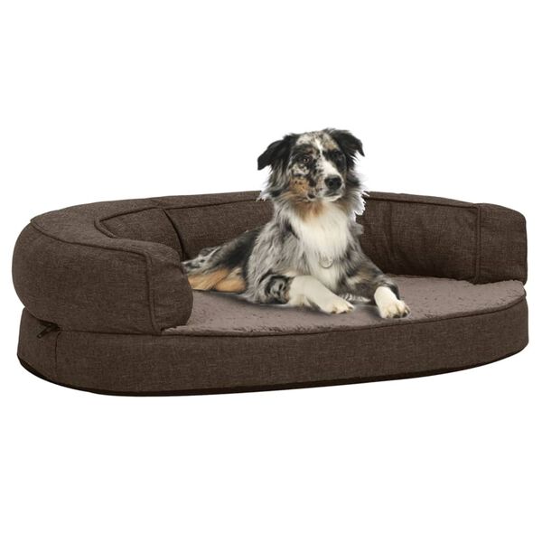 vidaXL Matelas de lit ergonomique de chien 90x64 cm Polaire Marron