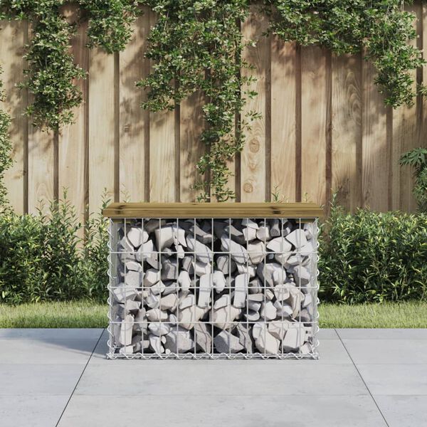 vidaXL Banc de jardin design gabion 63x31,5x42 cm bois de pin imprégné